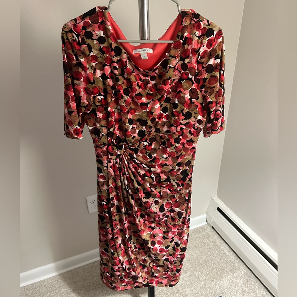 Red and brown polka dots dress size 12 dress barn